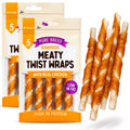 10Pk Dog Chews Treats Rawhide Twists Sticks Wrapped in Chicken Meat Healthy Food